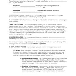 Wizard Free Employment Contract Templates Word Contracts Agreement