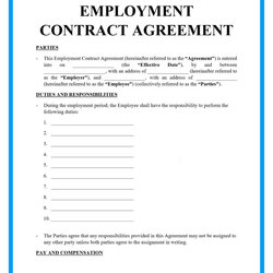 Wonderful Free Simple Employment Contract Sample Agreement Template Contracts Workforce