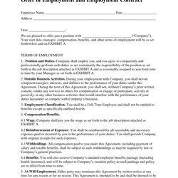 Free Printable Employment Contract Sample Form Generic Employee Template Templates Forms Agreement Letter Job