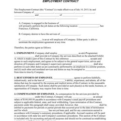 Tremendous Ready To Use Employment Contracts Samples Templates Contract