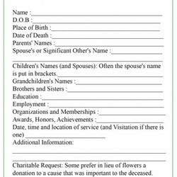 Worthy Free Printable Obituary Templates Template Blank Fill Inside Exceptional High