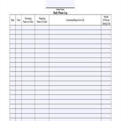 Eminent Free Phone Call Log Templates In Ms Word Daily