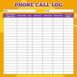 Super Best Images Of Printable Call Log Sheet Free Phone Template Via