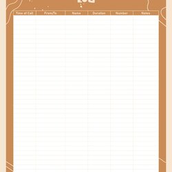 Worthy Best Images Of Printable Log Sheet Template Blank Call Phone Sheets Templates Via Free