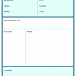 Matchless Cornell Notes Template