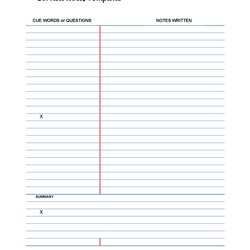The Highest Quality Cornell Notes Templates Examples Word