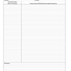 Cornell Notes Template Printable Forms Note Word Taking Sheet Class Edit College Classes