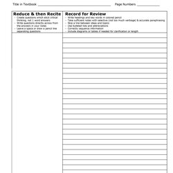 Wonderful Cornell Note Template Printable Database Notes Taking Word Templates Style Examples