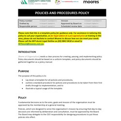Free Policy And Procedure Templates Manuals Template