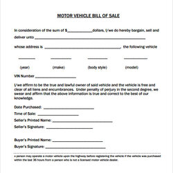 Swell Car Bill Of Sale Word Template Vehicle Sample Printable Letter Motor Ms