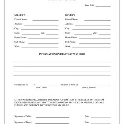 Very Good Free Bill Of Sale Form Templates General
