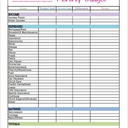Admirable Monthly Budget Worksheet Templates Template Simple Weekly Excel Printable Spreadsheet Planner Word