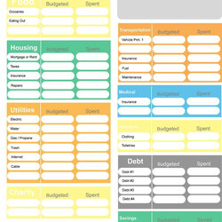 Printable Budget Worksheet Excel Form Home Colorful Dave Ramsey Budgeting Fun Instant Download