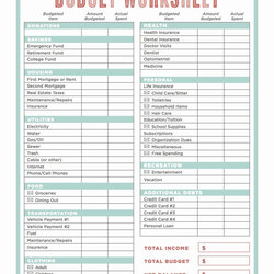 Wizard Printable Budget Worksheet Excel Personal Ideas