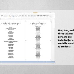 Admirable Graduation Program Template Printable Pamphlet Editable Word Doc Folded Booklet Grade