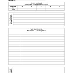 Student Note Taking Guide Templates Learning Throughout