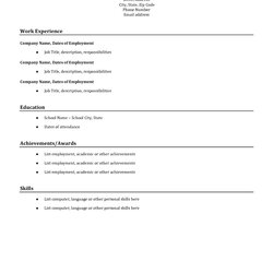 Eminent Sample Of Simple Resume Resumes Basic Template Examples Templates Samples Format Easy Job Builder