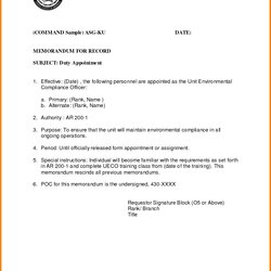 Outstanding The Army Memorandum For Record Template Example Memo Format Department Of Perfect