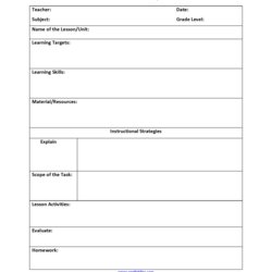 Magnificent Free Printable Lesson Plan Template For Elementary Teachers
