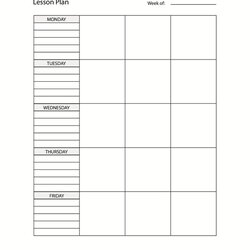 Perfect Printable Lesson Plan Template Blank Free Paper Teachers Week