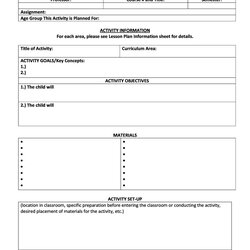 Terrific Free Lesson Plan Templates Common Core Preschool Weekly Template Examples Kb