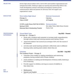 Matchless High Resume Templates What To Look For School Example