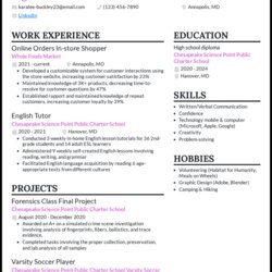 Preeminent High School Student Resume Template For College Internship Example