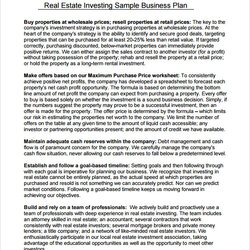 Smashing Sample Real Estate Business Plan Template Free Documents In Investment Living Assisted Investors