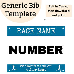 Tremendous Printable Race Bib Template Editable Running