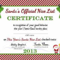 High Quality Free Printable Nice List Certificate From The North Pole Delicate Christmas Santa Gift Official