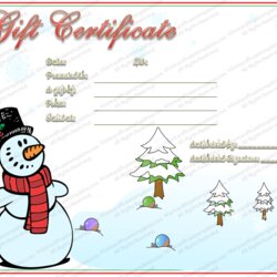 Snowman Christmas Gift Certificate Template Templates Printable Word Certificates Microsoft Holiday Xmas Well