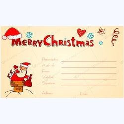 Excellent Printable Christmas Gift Certificate Featuring Santa Word Layouts Template Certificates