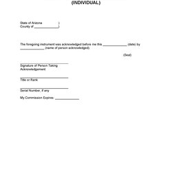 Free Arizona Notary Acknowledgement Individual Known To Form Person Word Downloads For