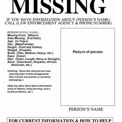 Super Free Missing Person Templates Template Republic Persons Poster