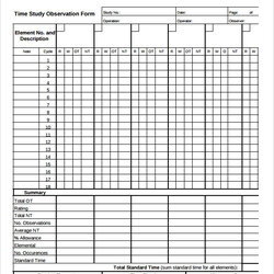 Brilliant Free Sample Time Study Templates In Template Excel Sheet Observation Example Documents Available