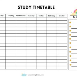 Excellent Study Timetable Template For Students Free Printable Weekly