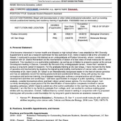 Supreme Fellowship Biographical Sketch Format Page Forms Fell Sample