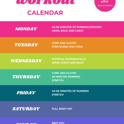 Fantastic Colorful Weekly Workout Schedule Schedules