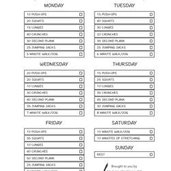 Very Good Weekly Workout Schedule Template Day Journal Co Download Printable Big