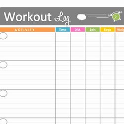 Worthy Workout Log Is Shown In This Image Printable Exercise Training Blank Template Schedule Calendar
