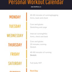 Tremendous Weekly Workout Schedule Template Schedules Edit