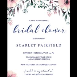 Outstanding Free Bridal Shower Invitation Templates Classic Flowers