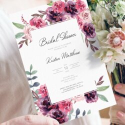 Legit Printable Bridal Shower Invitations Customize And Print Burgundy Floral Invitation Template
