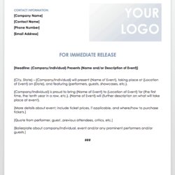 Very Good Press Release Template Professional Word Templates Event Examples Samples
