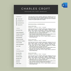 Peerless Page Resume Template Package For Microsoft Word The Charlie Resumes Intended Freshers Stupendous