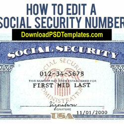 Eminent Editable Social Security Card Template Token