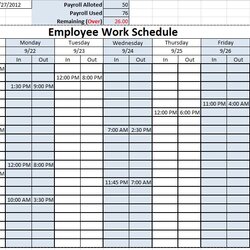 Exceptional Employee Work Schedule Template Sample Excel Monthly Templates Printable Weekly Daily Planner