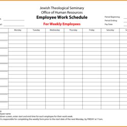Admirable Free Employee Work Schedule Charlotte Clergy Coalition Template Weekly Shift Printable Calendar