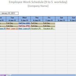 Cool Free Employee Schedule Template Business Labor Work Printable Templates Excel Schedules Word