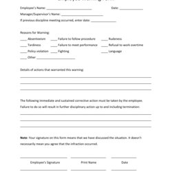 Sterling Free Printable Written Warning Template Templates Employee Form